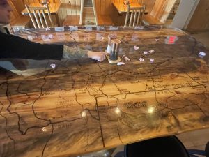 Hobson Map, Ackley Lake & area burned into table