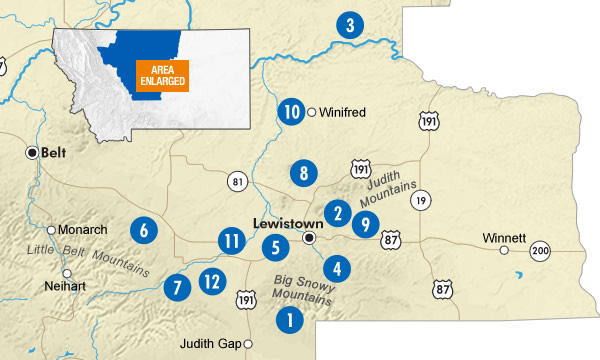 The Heart of Montana Day Trip Map