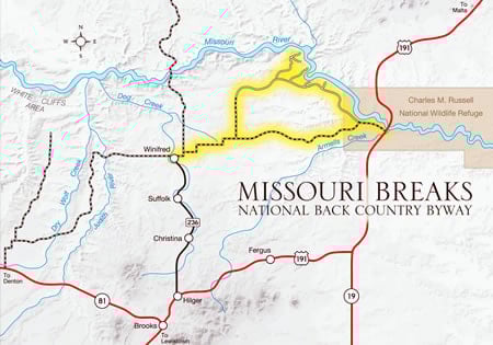 Missouri Breaks Back Country Byway Map
